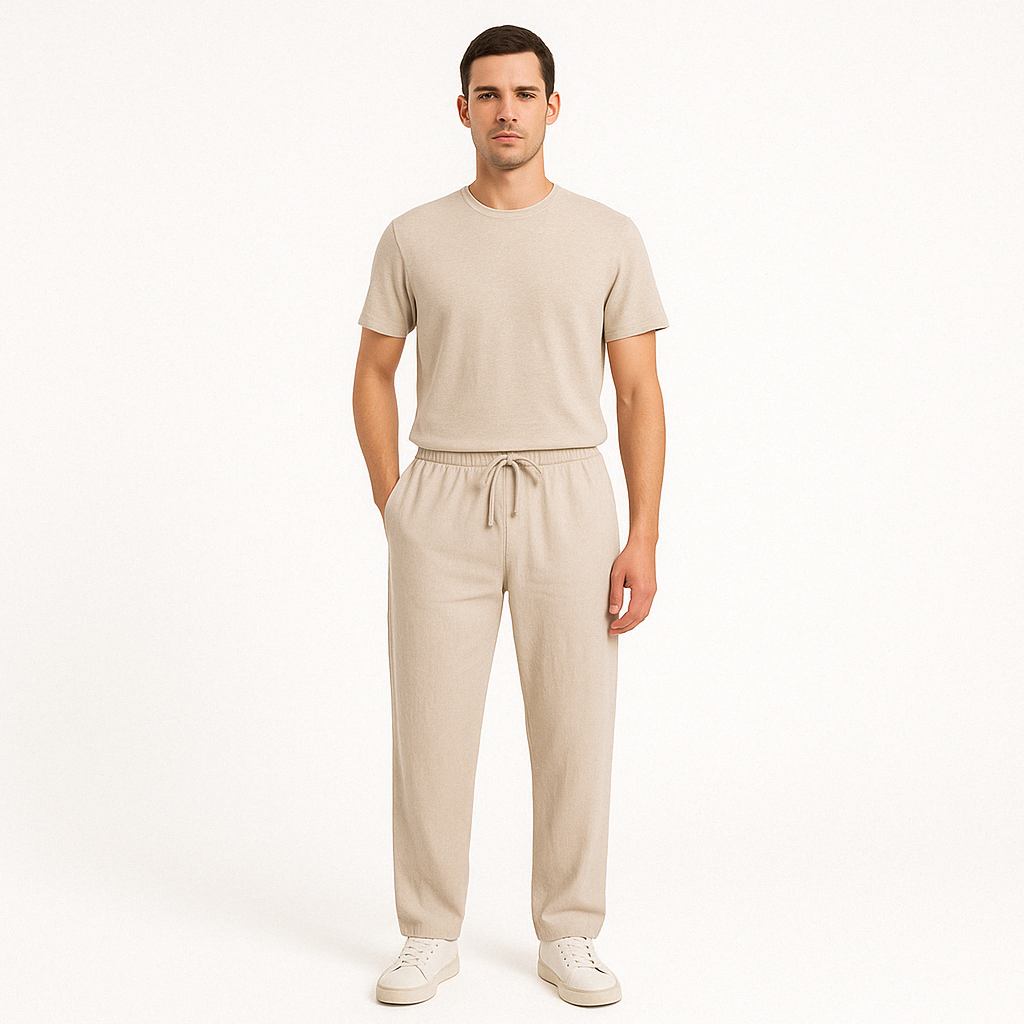 Men's Drawstring Waist Relaxed Fit Trousers